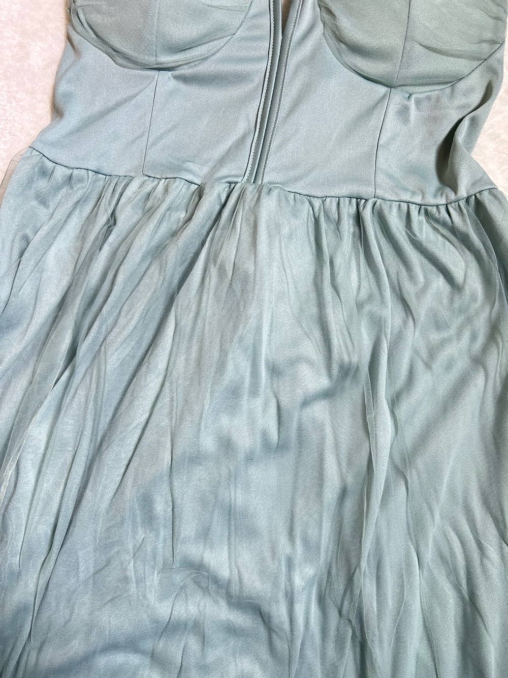 JardinVue Blue Chiffon Corset Lace-Up Midi Dress Large - Picture 5 of 16